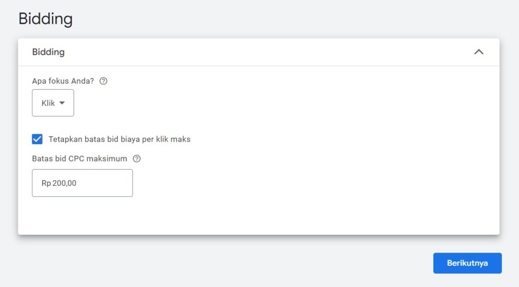 Bidding anggaran Google Ads berdasarkan CPC