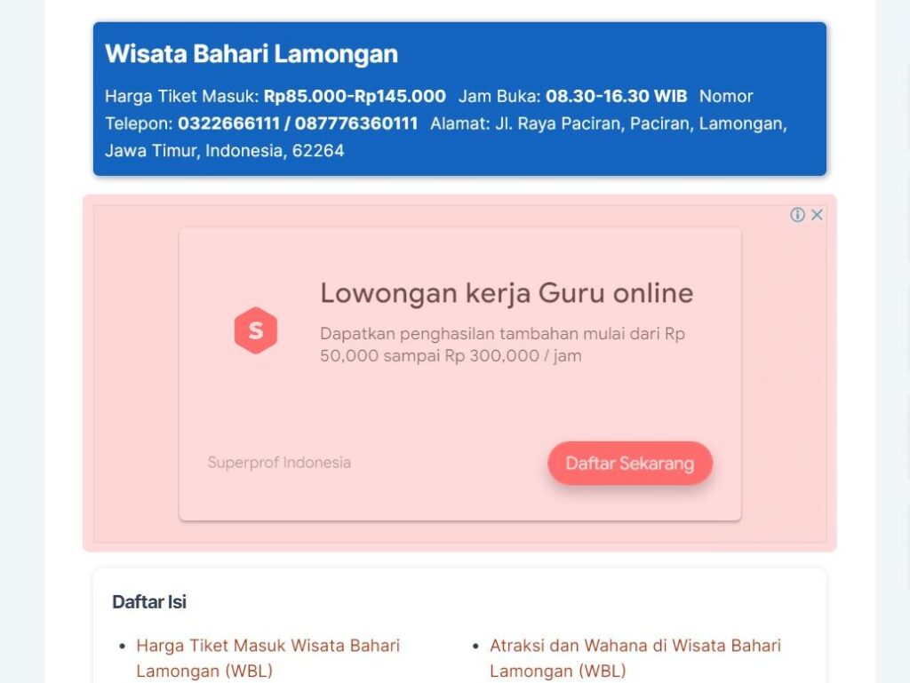 Contoh iklan google ads yang tampil di halaman website jaringan display Google Ads